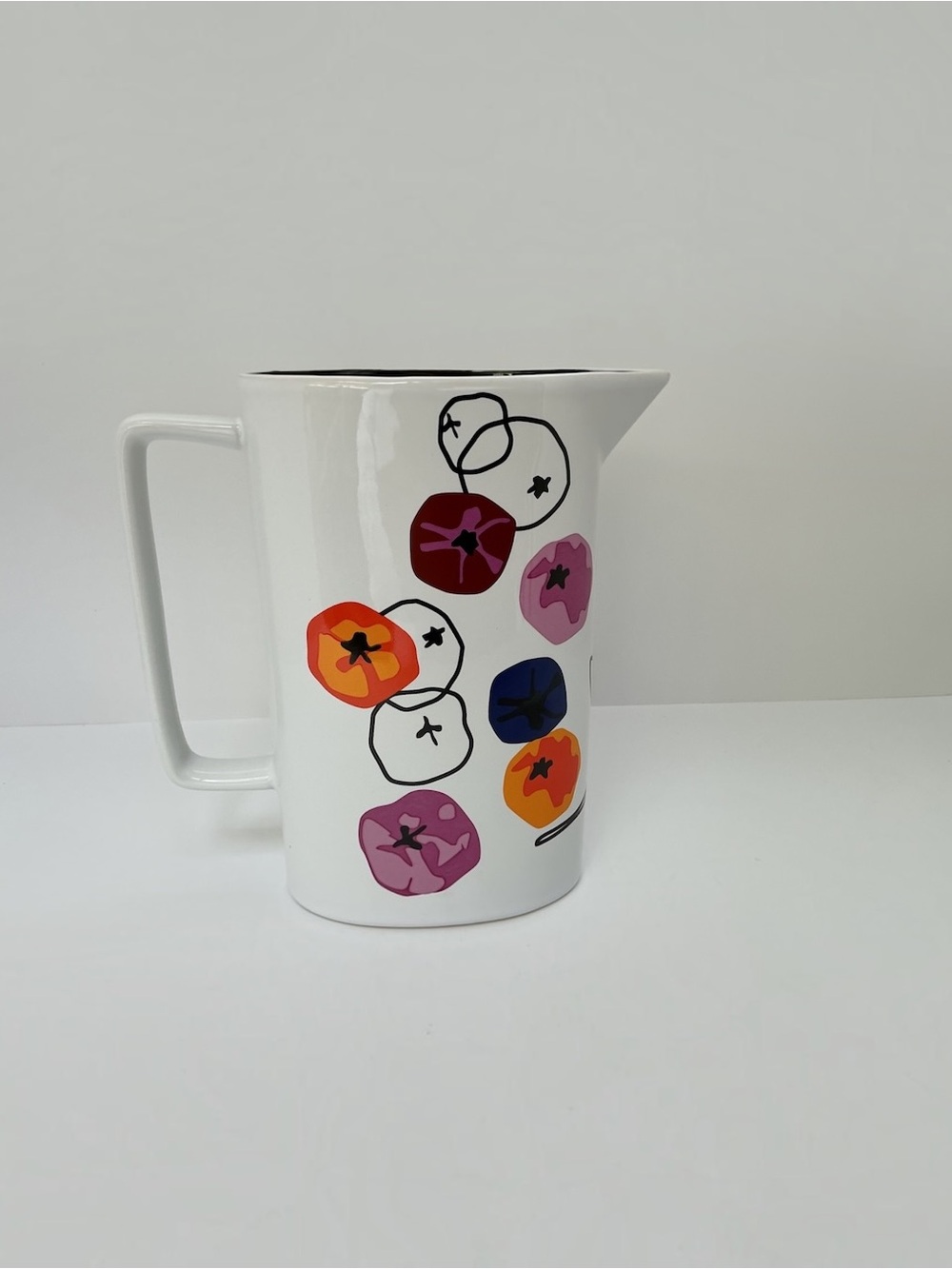 Sagaform Björk-Forth Ceramic Pitcher Floral Leaf Design Scandinavian Swedish MCM